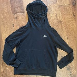 Nike funnel neck hoodie women Sz Medium black white logo